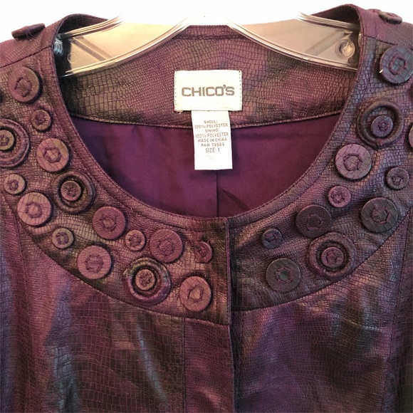 Chico’s Plum Purple Snakeskin Jacket 8 - Picture 5 of 8